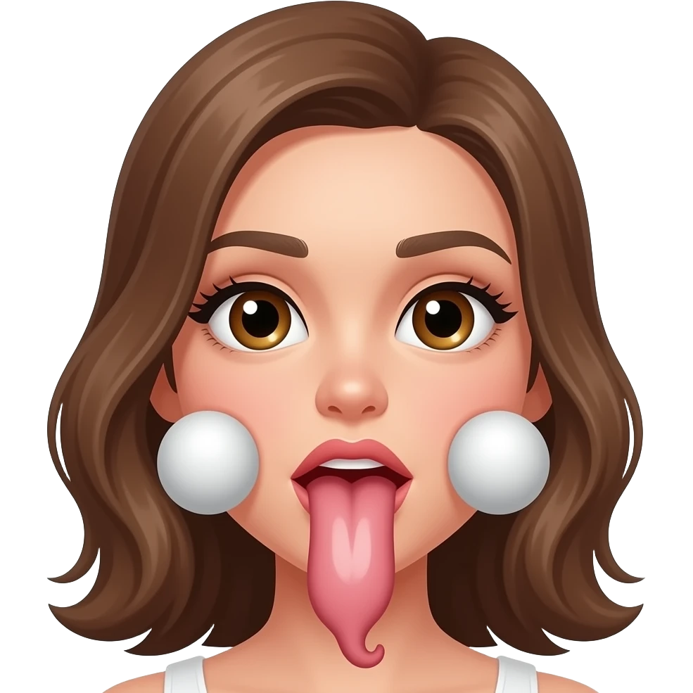 Penis fully inserted into pretty mouth with only testicles left out and slapping pretty girls face.     balls slapped across her face emoji