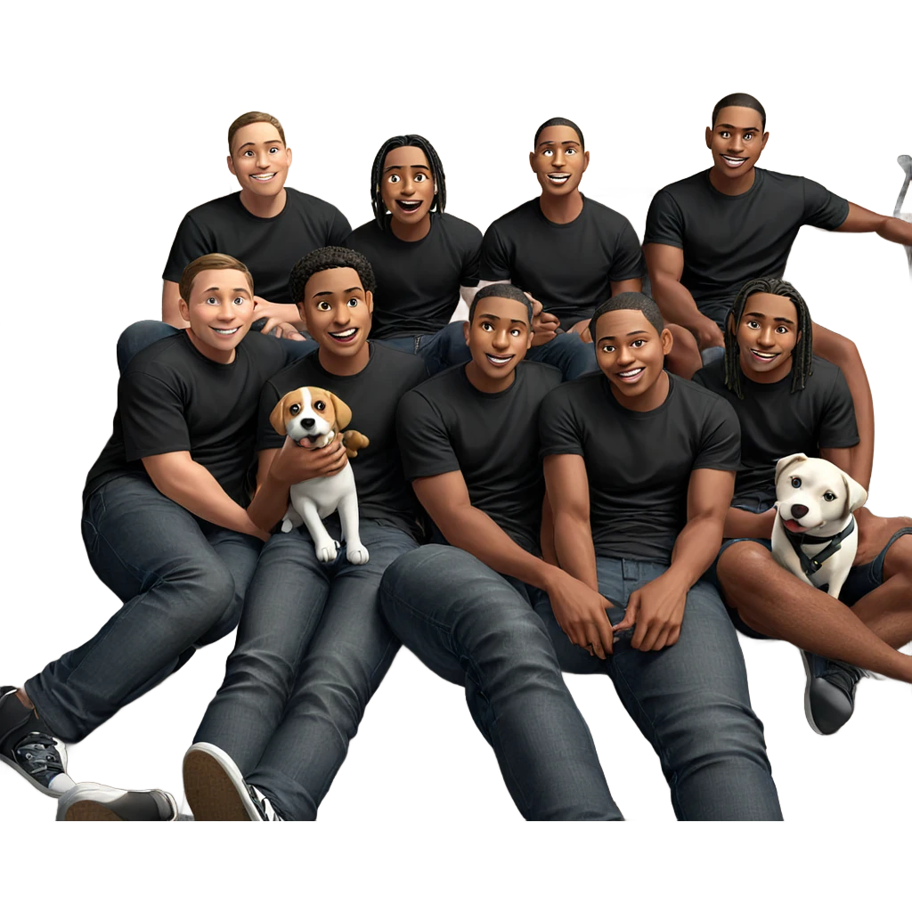 boys in black shirts with dog emoji