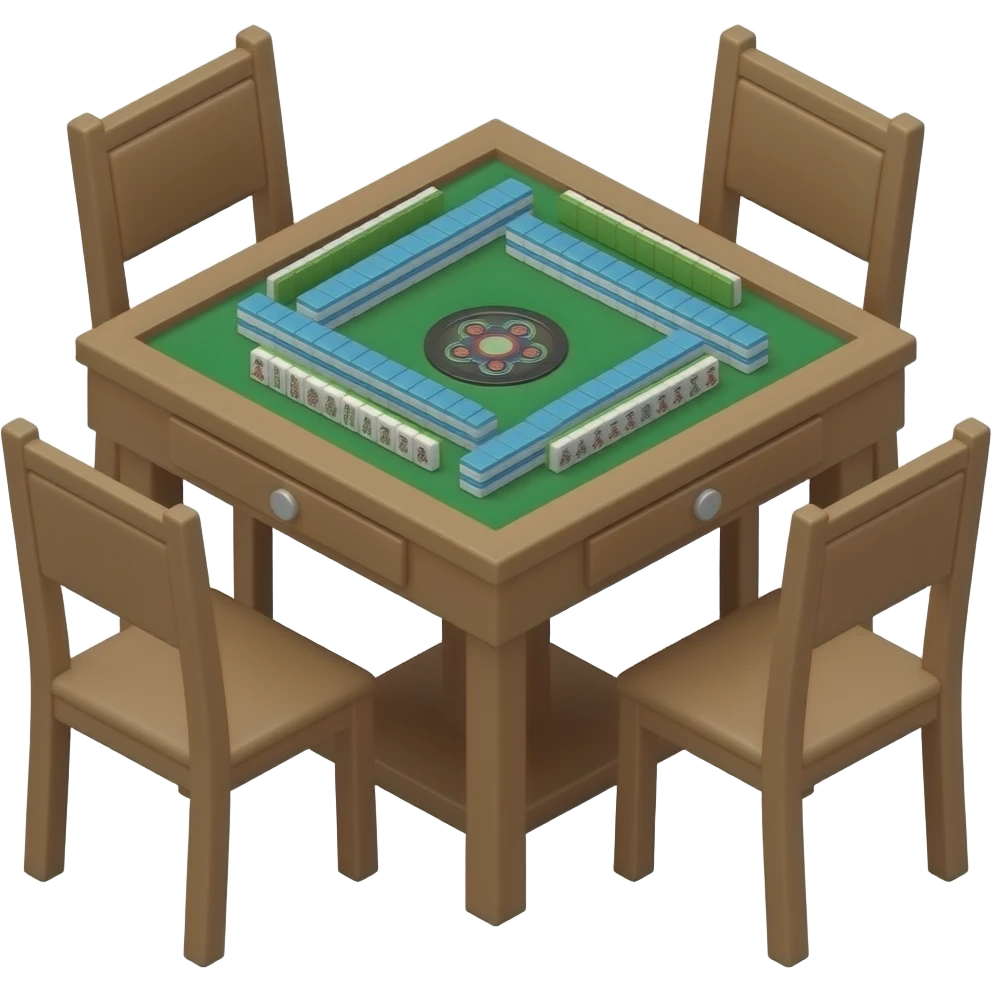 Close-up of the mahjong table; closer close-up; exclude the chairs; close-up of the tabletop emoji