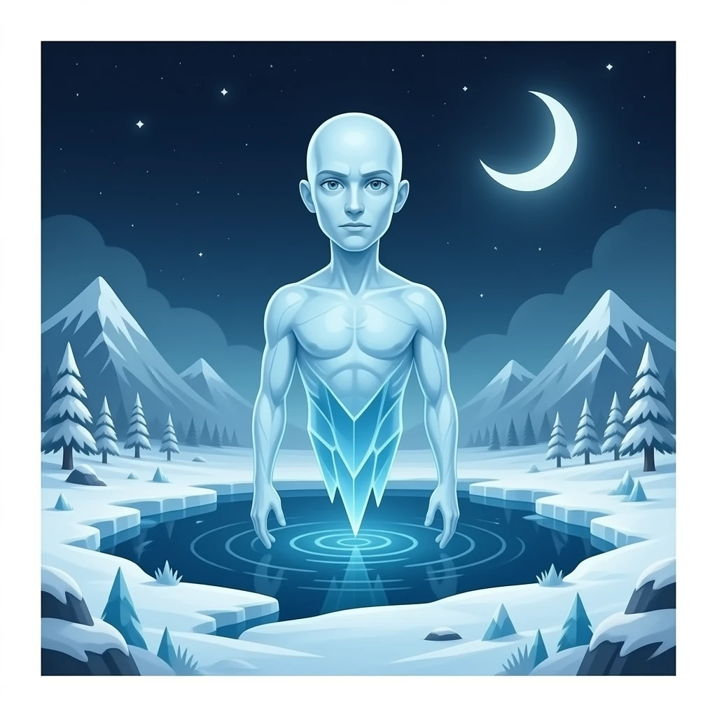 iron maiden eddie mascot - deformed ethereal upper body hovers over frozen landscape - a Gustave Doré piece, depicting traitors frozen in a lake of ice in the ninth circle of Dante's Inferno emoji