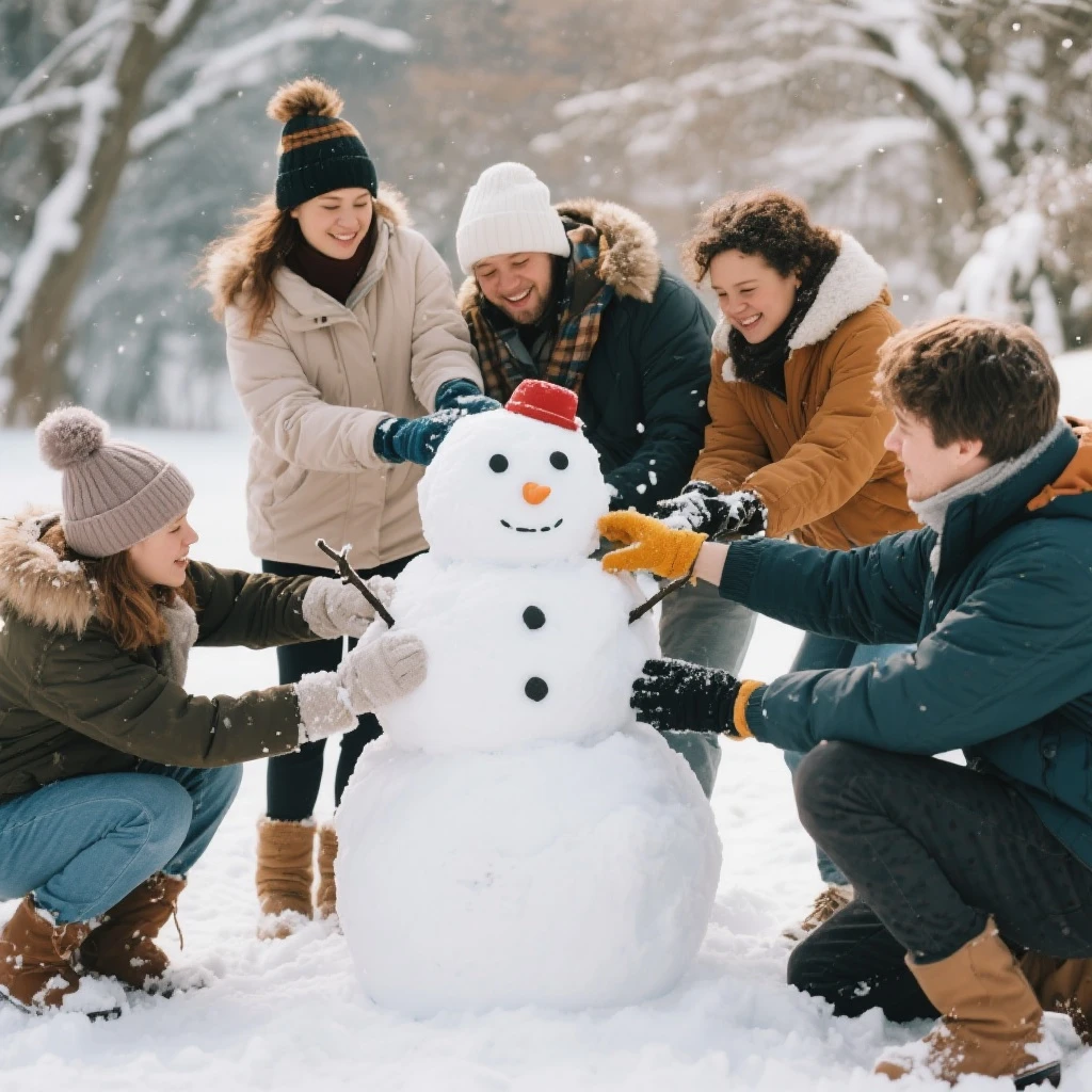people making a snowman emoji