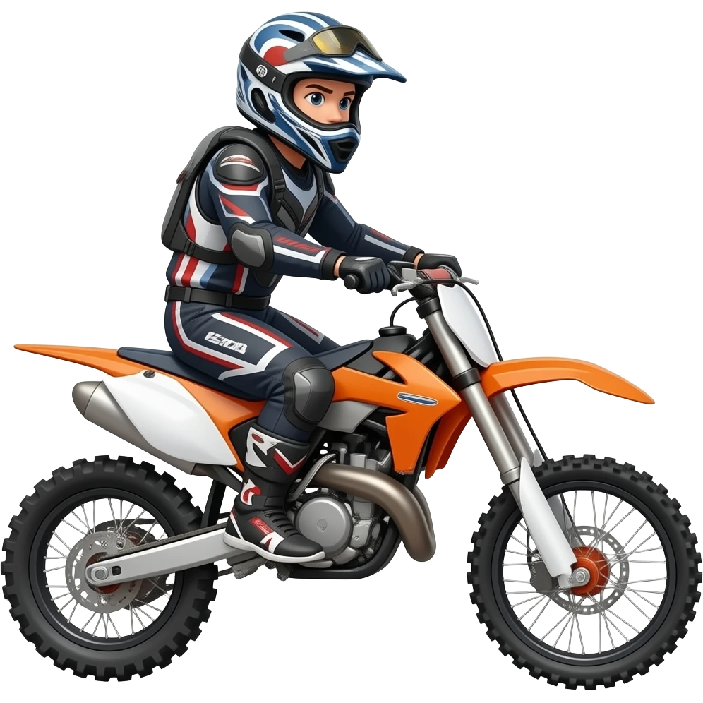 A man wheeling on a dirt bike in gear emoji