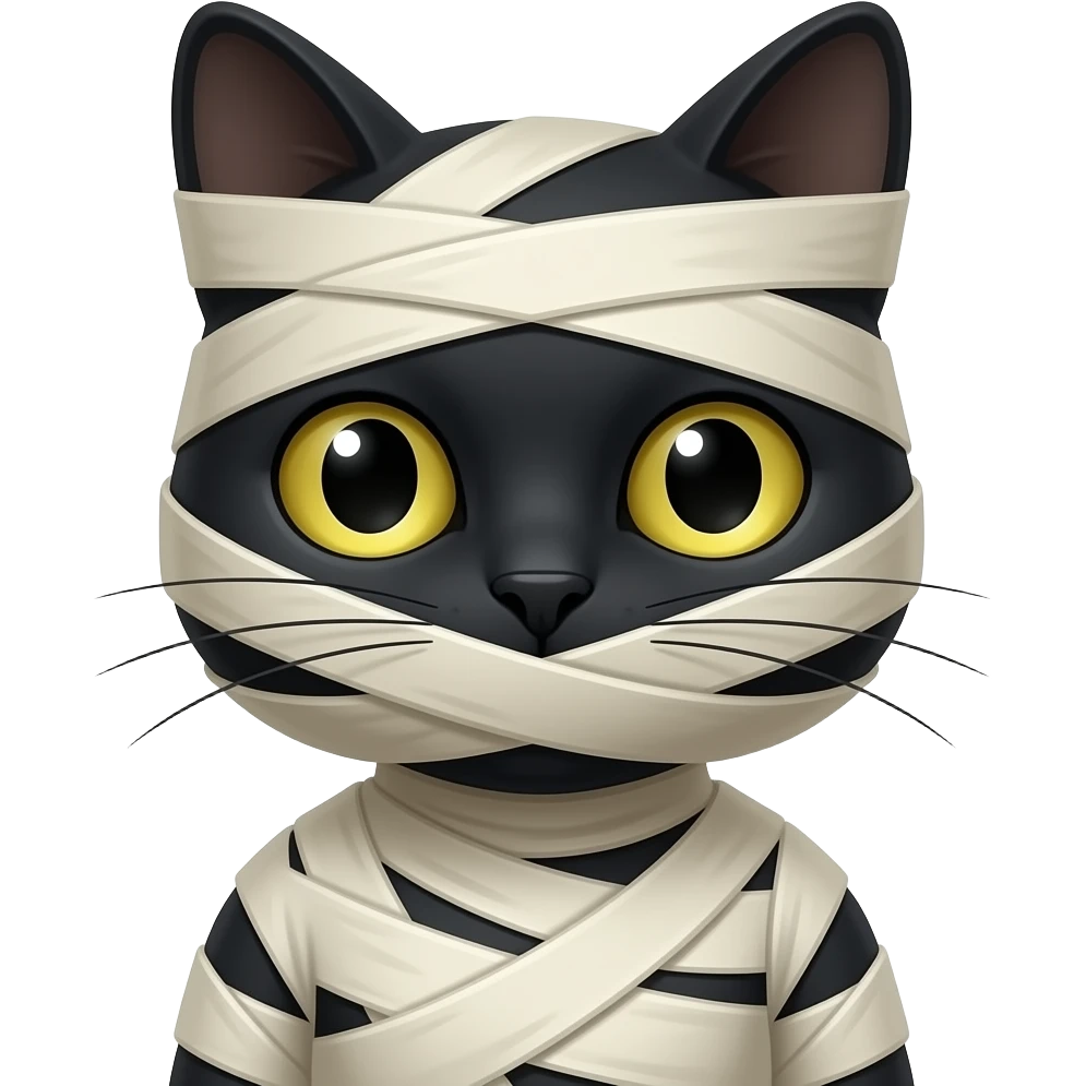 completely wrapped up mummified covered  black  cat anthro form emoji