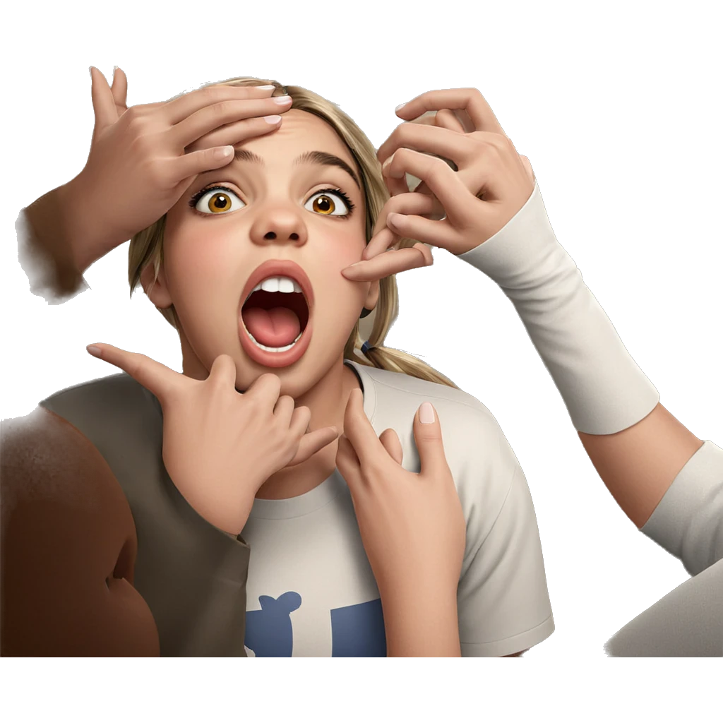 realistic girl with open mouth emoji