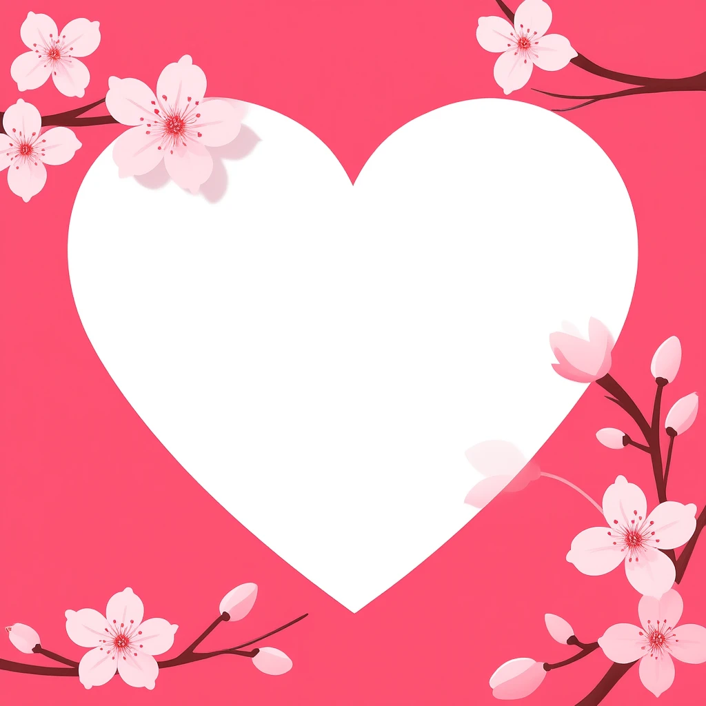heart with sakura blossom border emoji