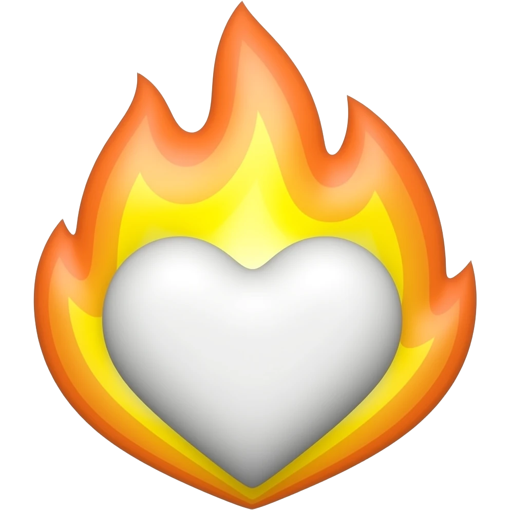 Corazón blanco en fuego emoji