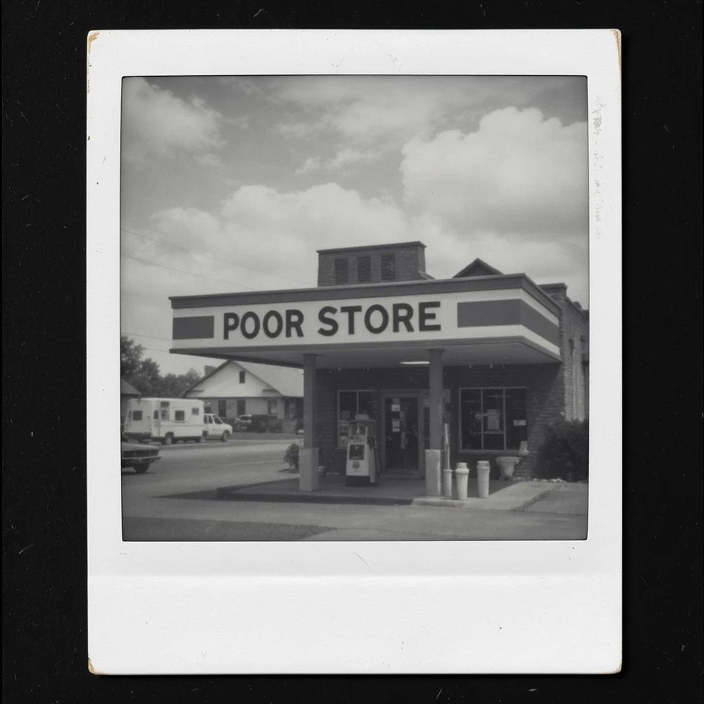 Gas station named Poor Store & More emoji
