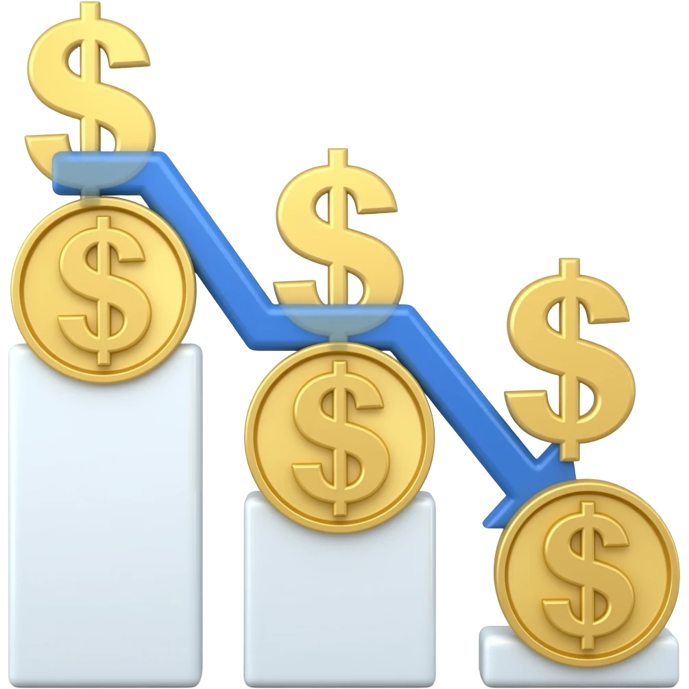 chart decreasing with money emoji