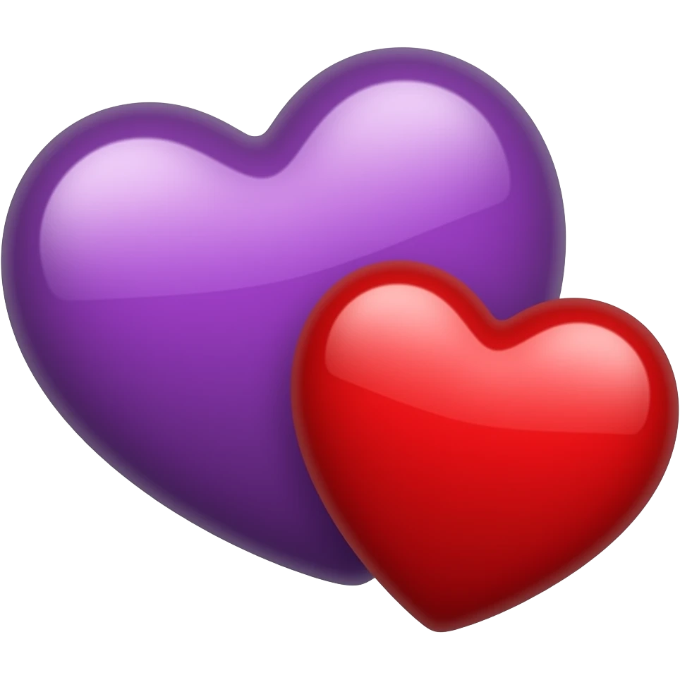 Purple heart over a red heart side by side emoji