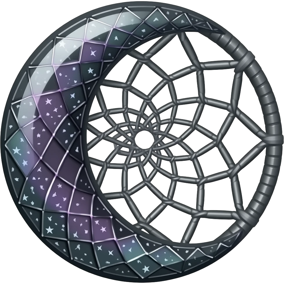 glossy dark iridescent crystal crescent damask moon dreamcatcher emoji