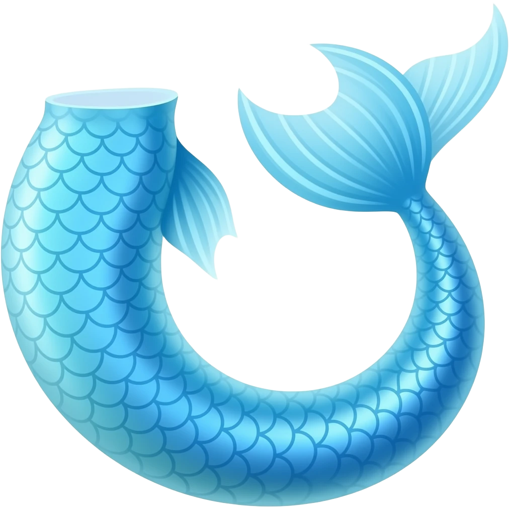 very long #B8FFFF mermaid tail in cartoon style emoji