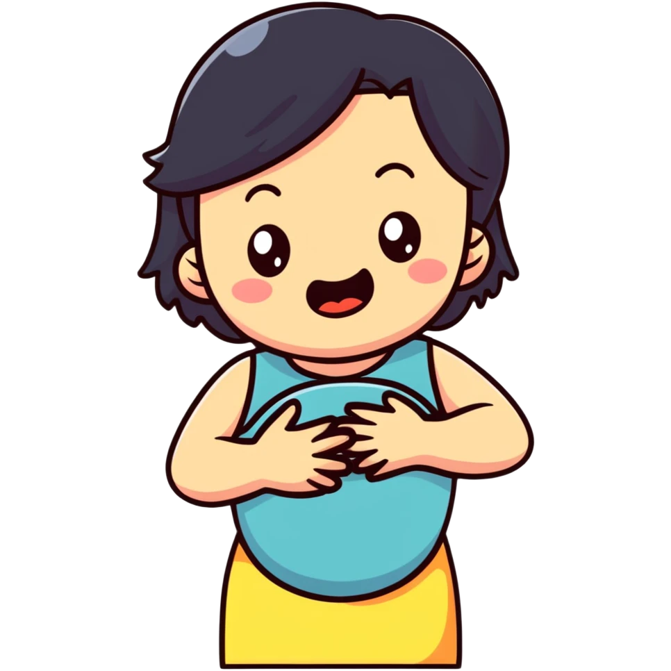 girl grimacing with stomach pain, constipation, uncomfortable expression emoji