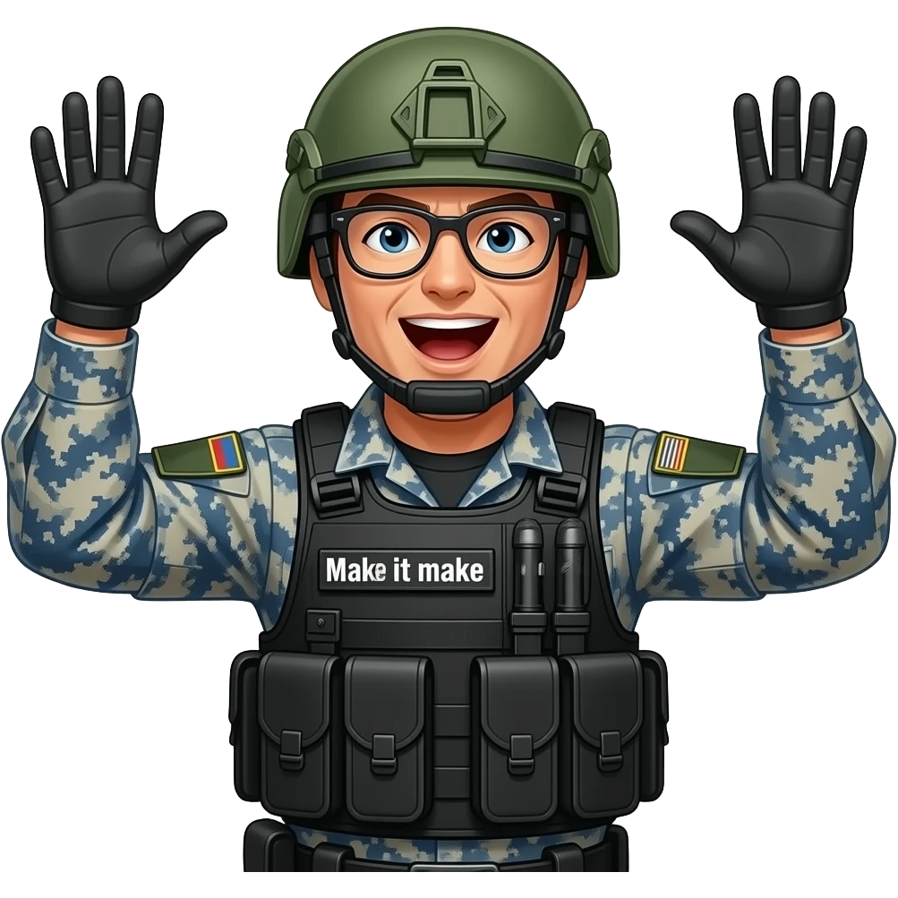 Marine with his hands up saying make it make sense emoji