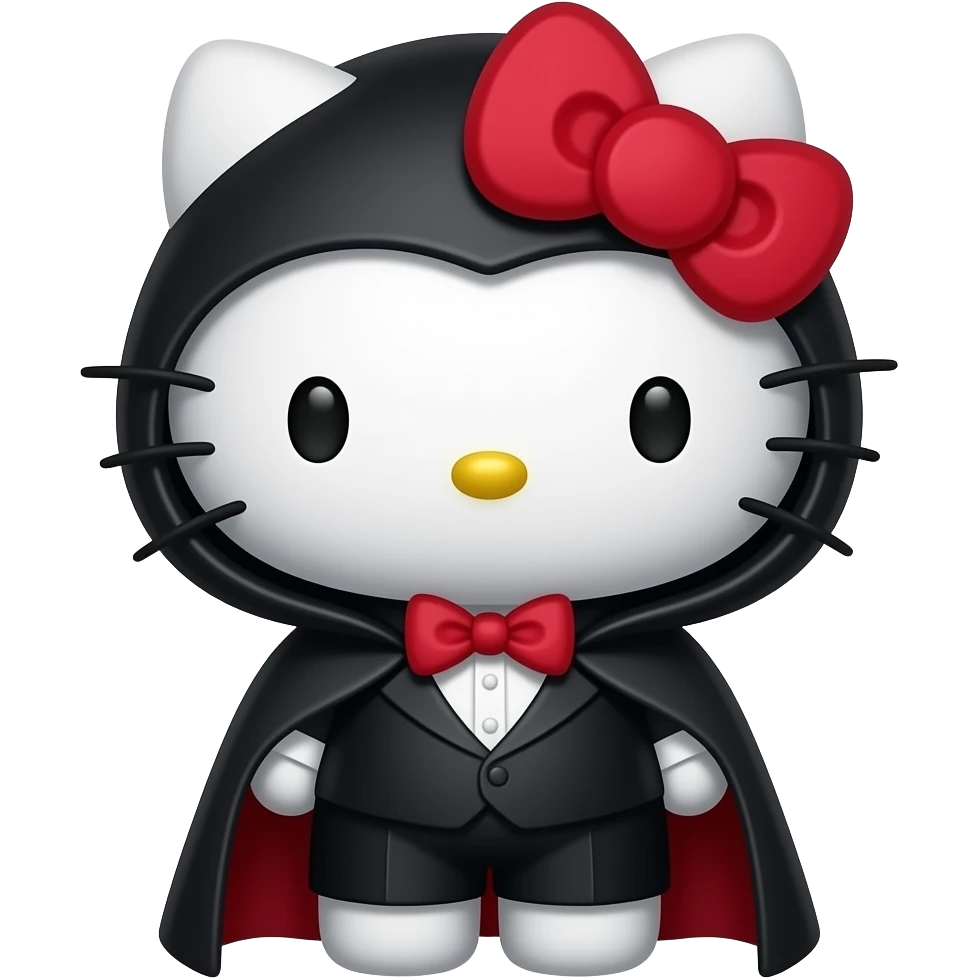 hello kitty disfrazado de el fantasma de la ópera emoji