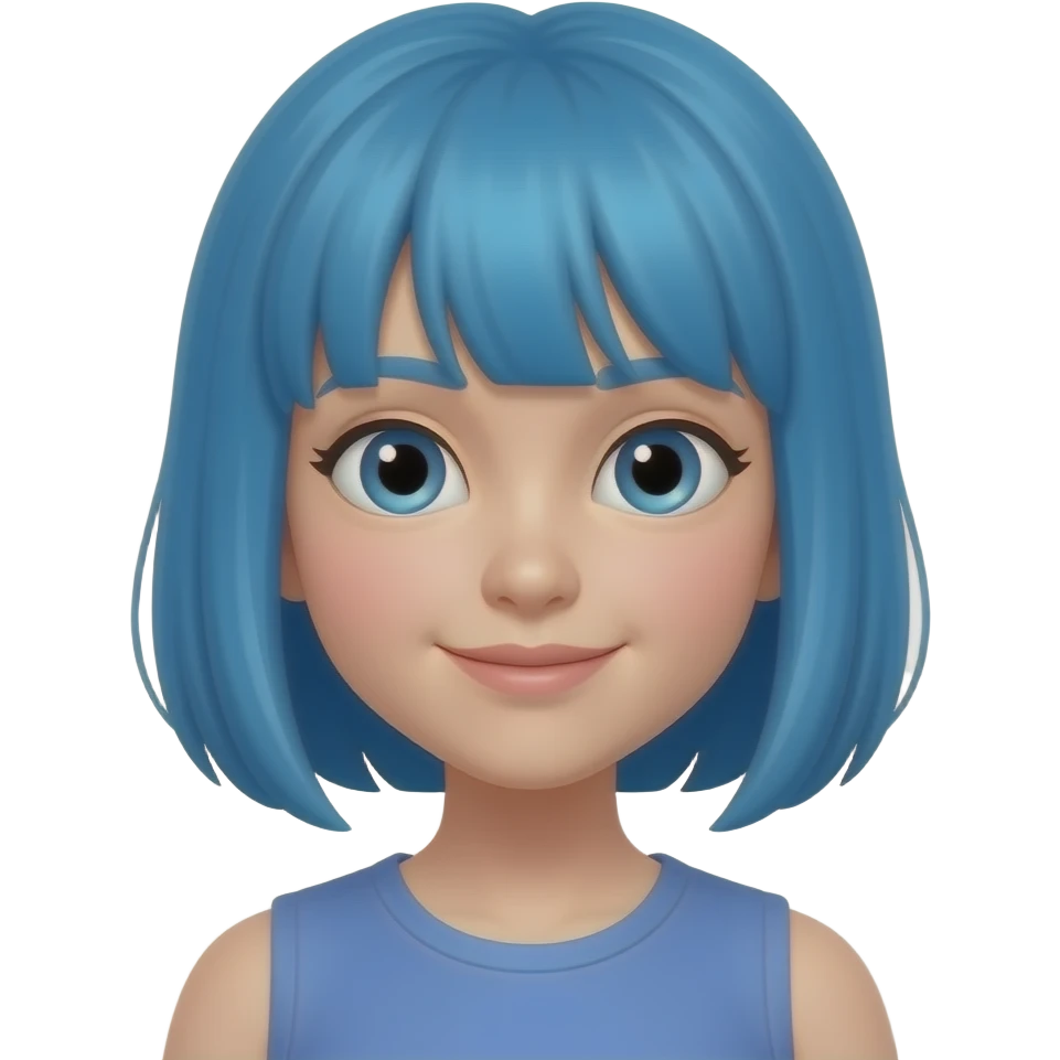Asian girl with blue hair emoji