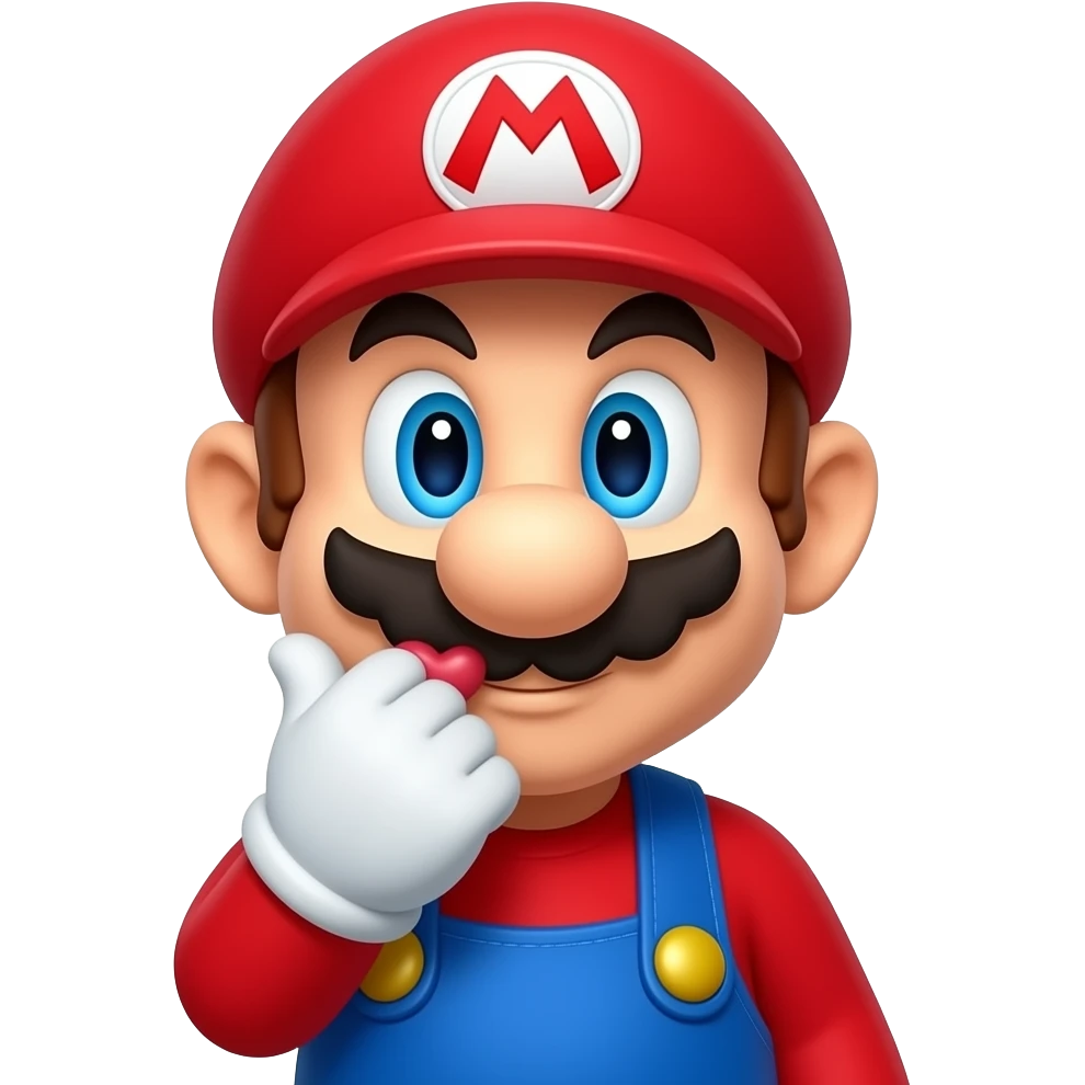 Mario emoji giving a kiss out emoji