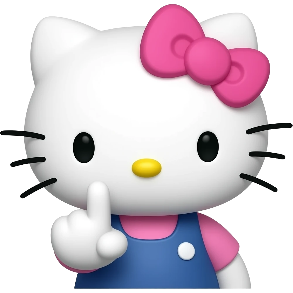 Hello Kitty is giving the middle finger emoji