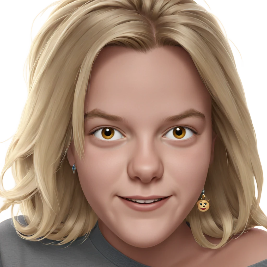 blonde girl with earrings smiling emoji
