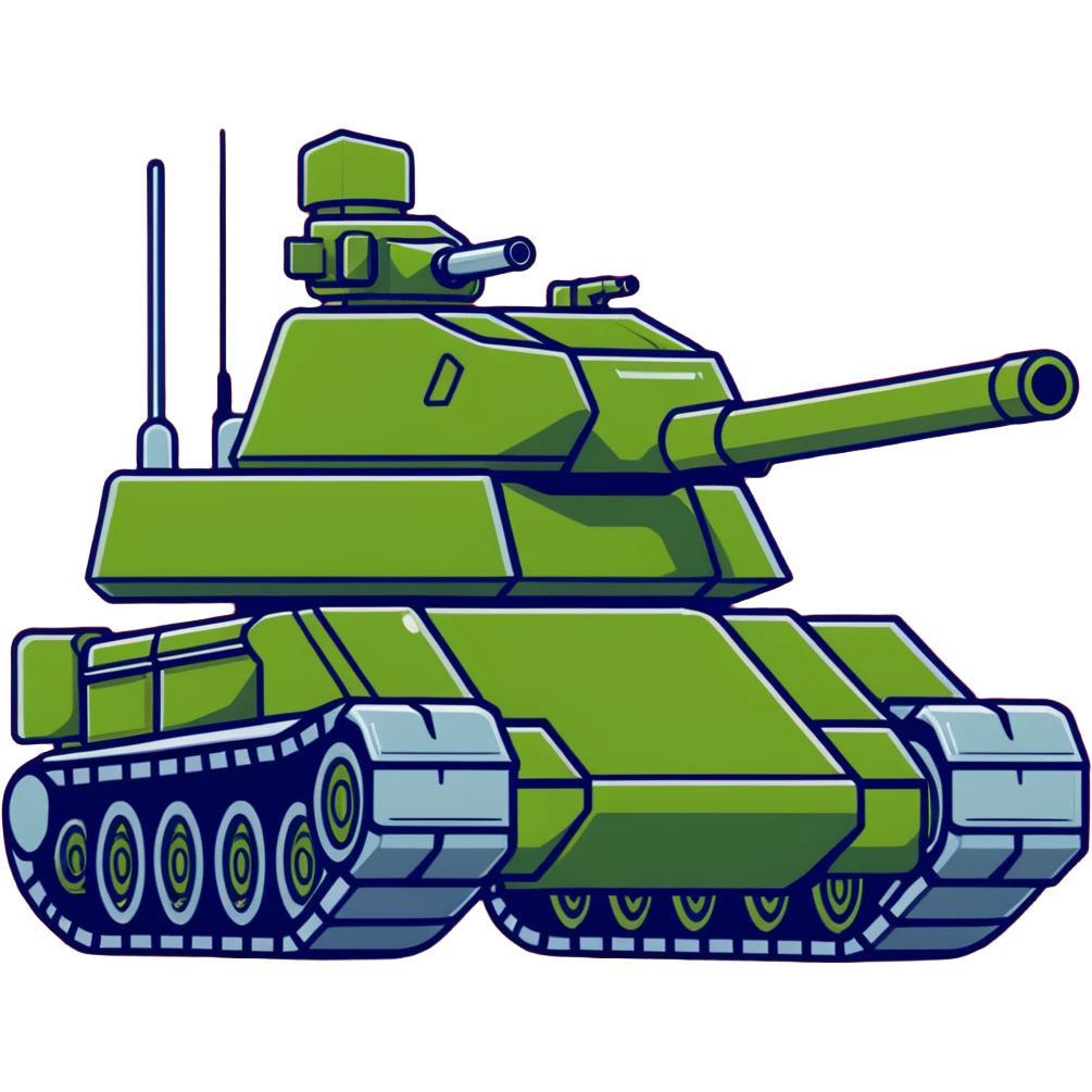 green military battle tank with armored body and large cannon emoji