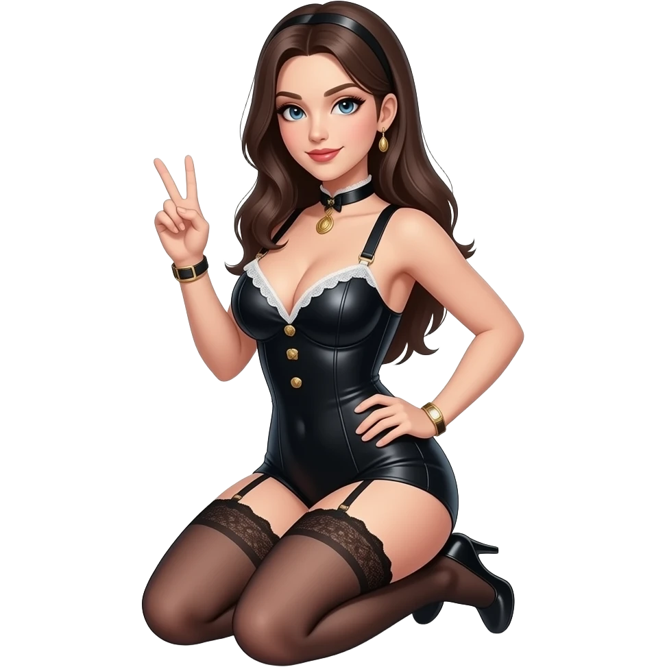 Sexy Kneeling Submissive girl saying yes sir emoji