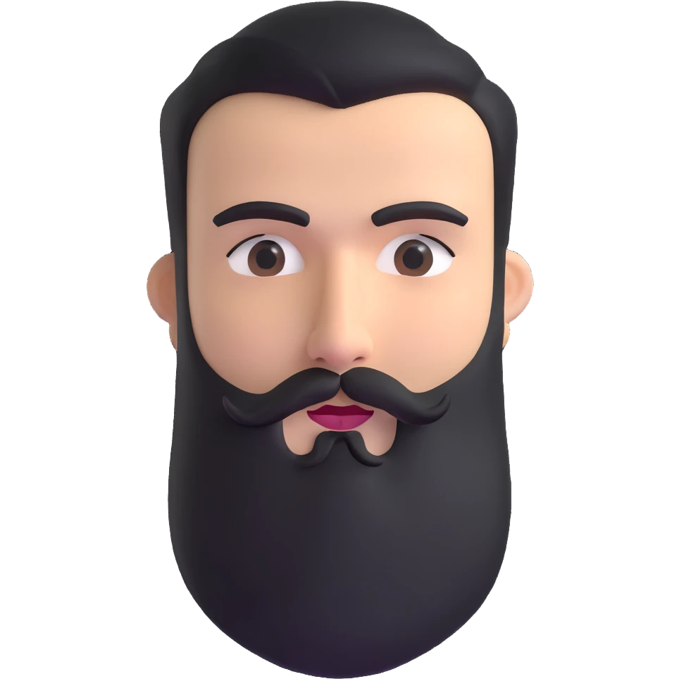 detailed 3d man with full beard and prominent unibrow emoji