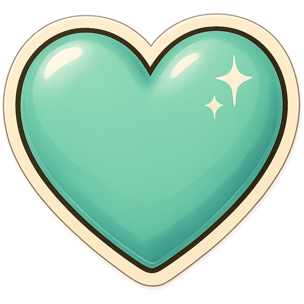Add sparkles to the mint color heart, keep the background transparent. emoji