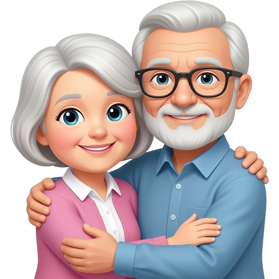 Una abuela y un abuelo abrazados emoji