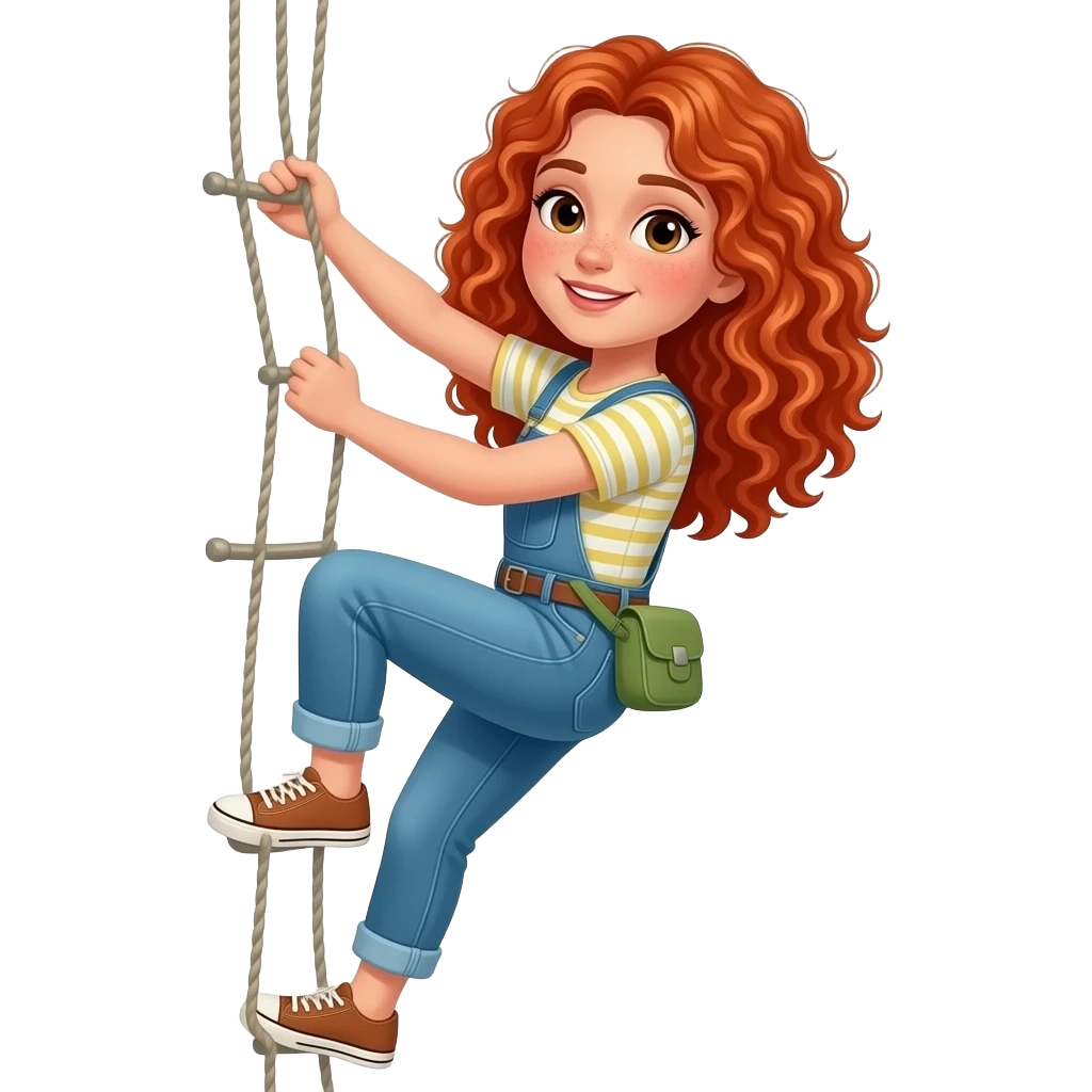 Fille rousse bouclés tâches de rousseur Escalade emoji