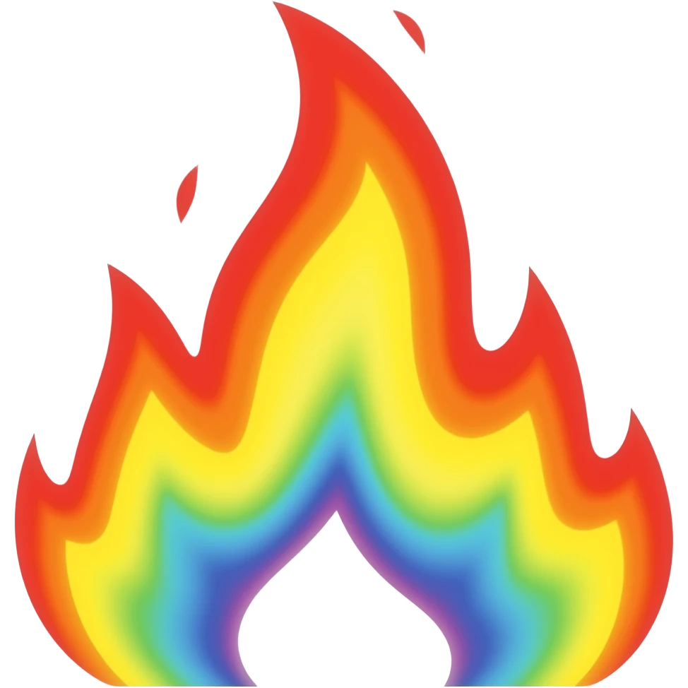 rainbow flame cool emoji