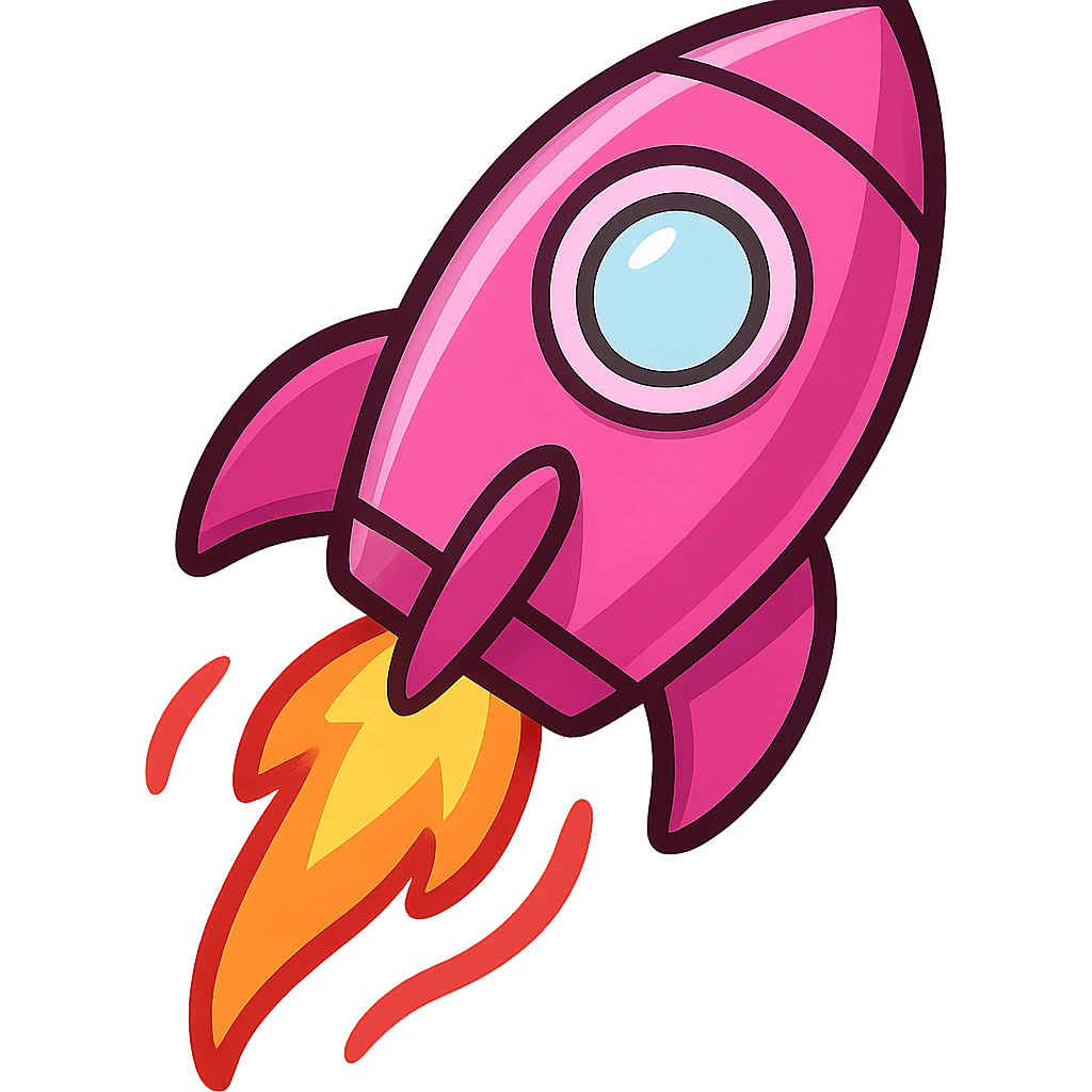 pink rocket emoji, fun and dynamic emoji