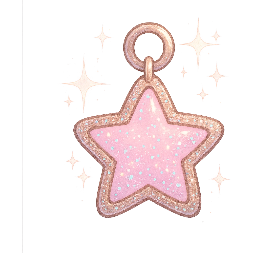 girly sparkling charm, star-shaped emoji