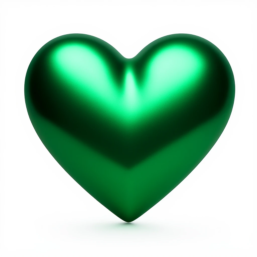 heart with a metallic green finish emoji