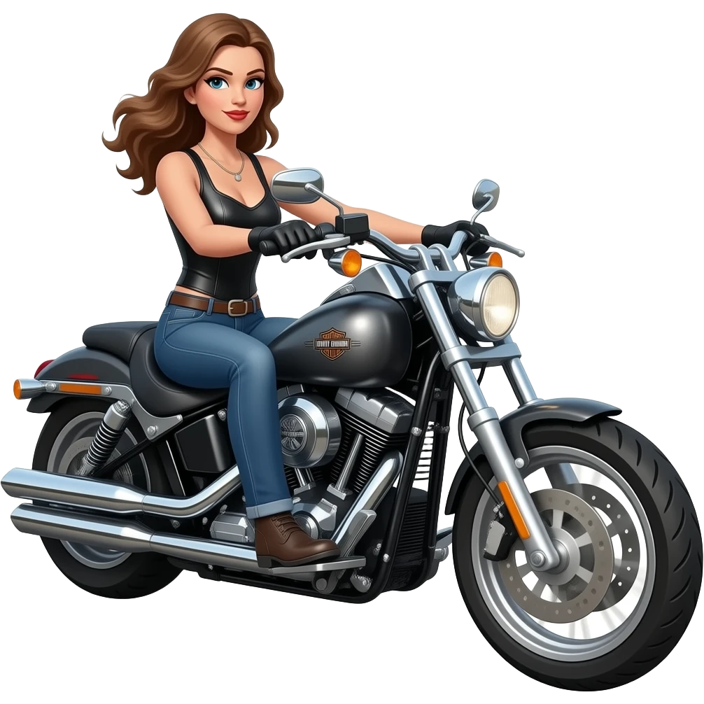 Harley Davidson iron horse metallic road glide  with woman riding emoji