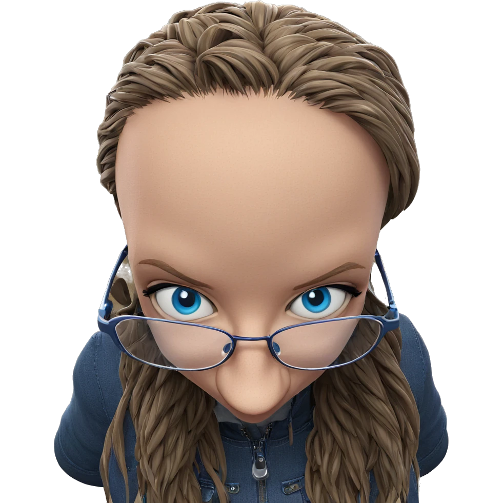 blue eyed girl in glasses emoji