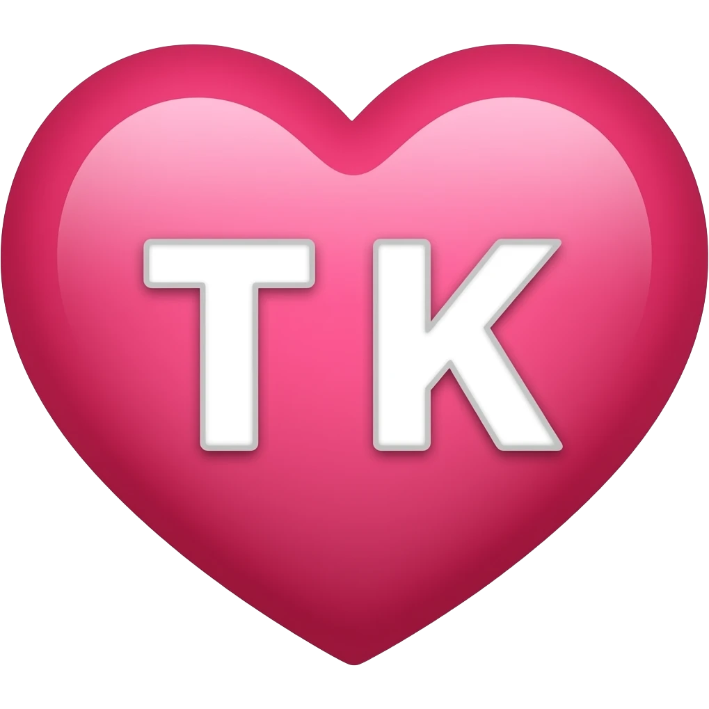 сердечко ежно розовое с буквами T и K emoji