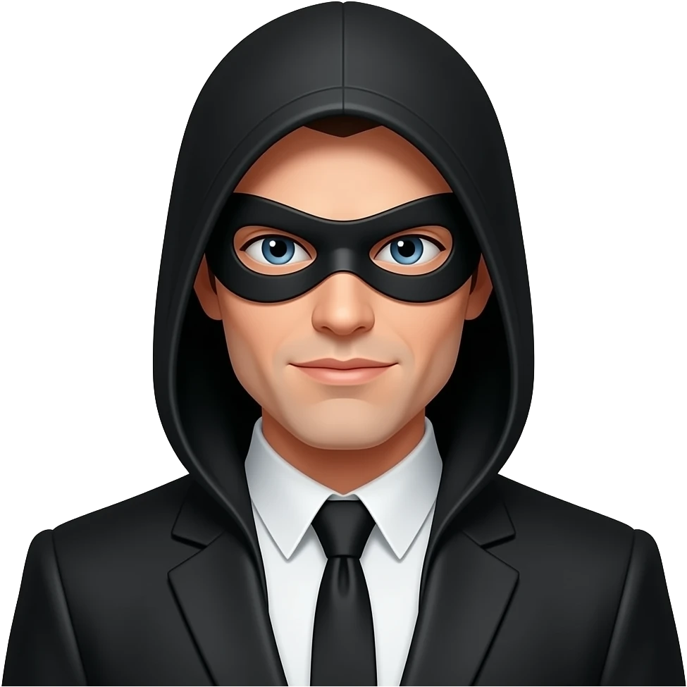 Ladrón con traje negro y blanco original antiguo emoji