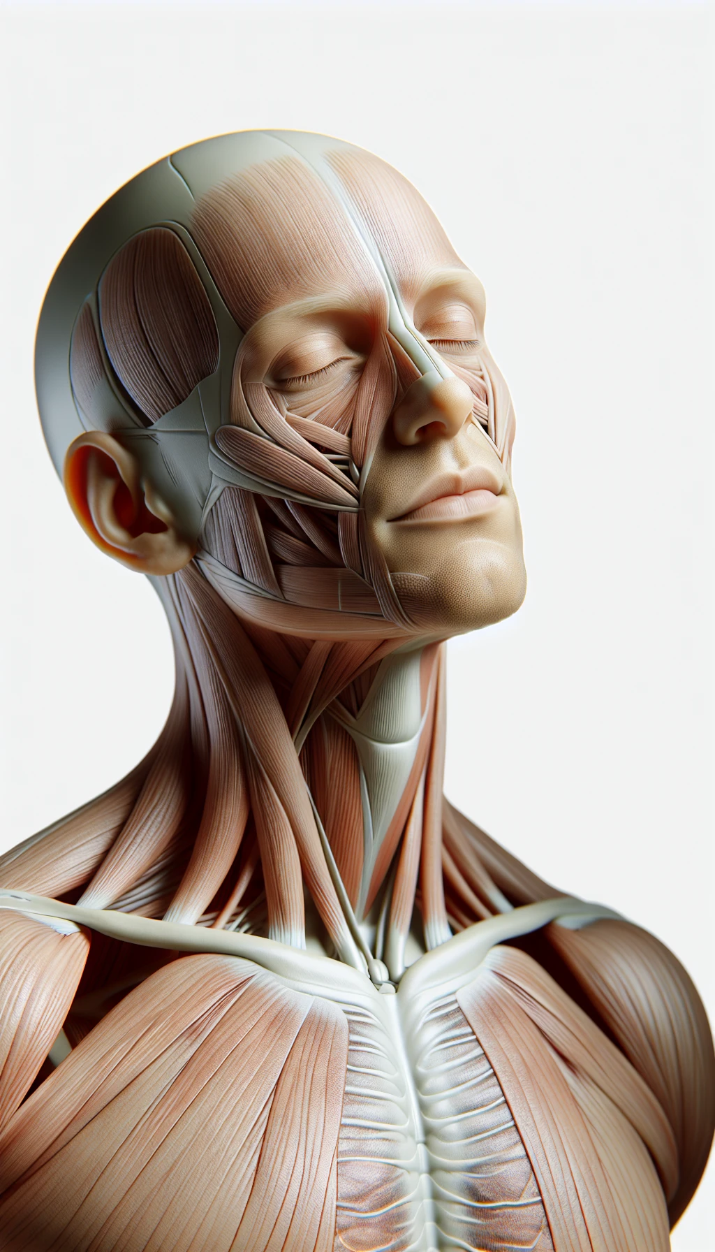 corpo umano anatomico a corpo intero con ginocchia visibili, con occhi chiusi sereno e in perfetta salute , isolato su sfondo bianco, iperrealistico 4kù emoji
