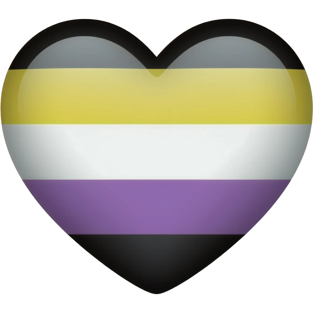 Nonbinary flag heart yellow, white, purple, black emoji
