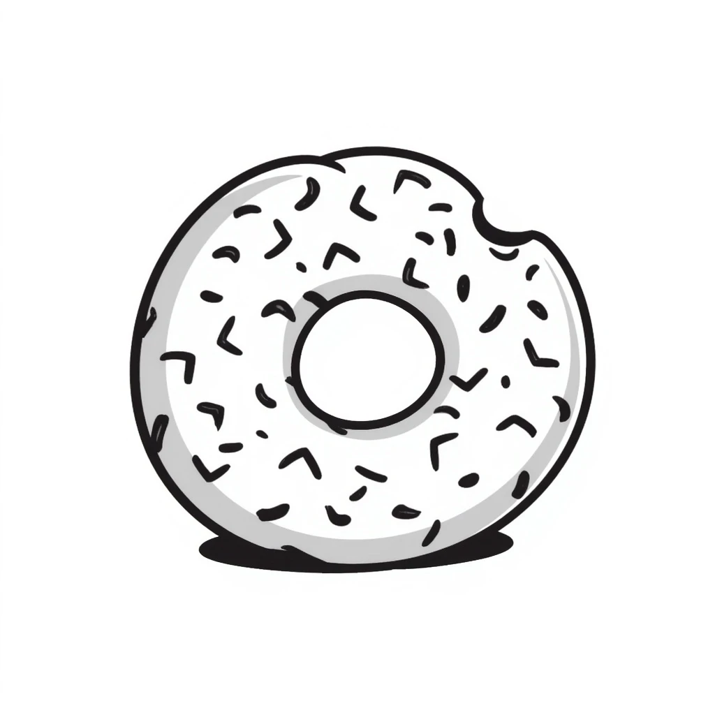 a simit, Turkish sesame bagel, hand-drawn doodle style, black ink lines emoji