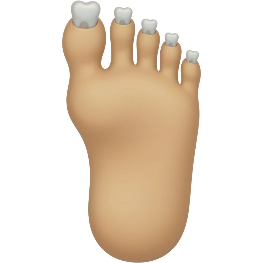foot with hands instead of toes and teeth instead of fingers emoji