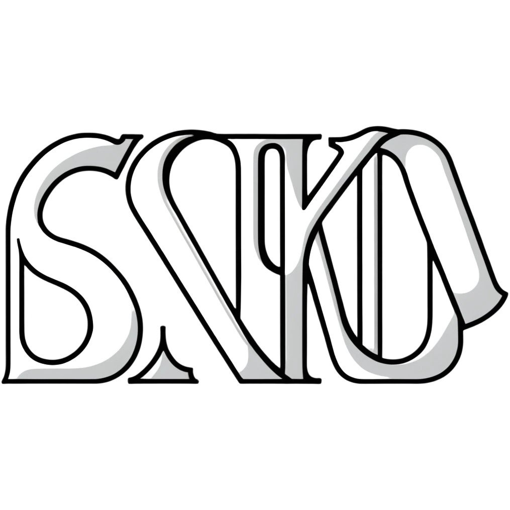 connected flowing BLK letters with silver outline, where all letters are joined together in one continuous design emoji