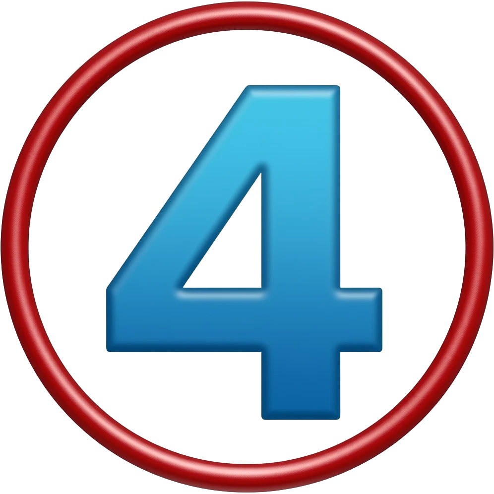 emoji with a blue letter 4 in this text with a red hand drawn circle around it emoji