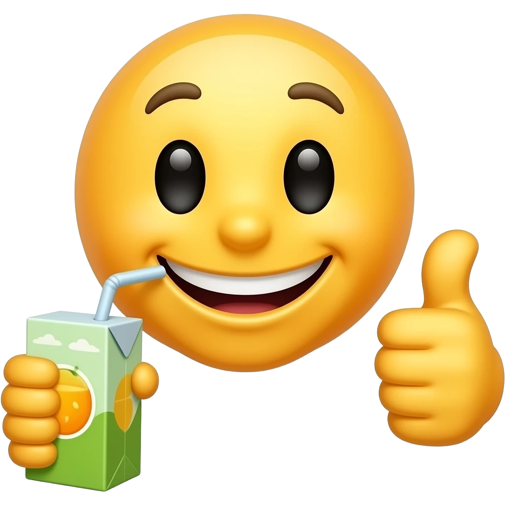 Make Smiley Drink Juice box, Smiley with Like hand emoji