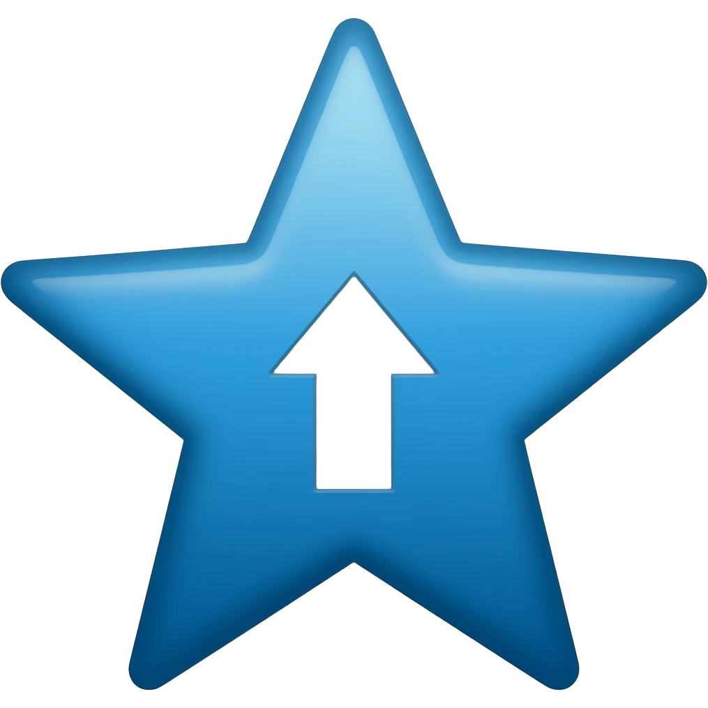 Asme una estrella azul y gorda con una flecha correcto qué este en el centro de la estrella y que sea blanca emoji