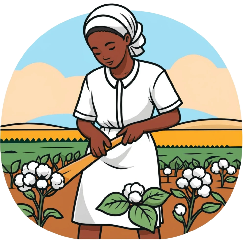 African picking cotton in field emoji