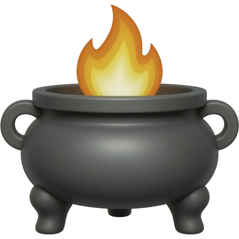 Ancient black simple brazier with clear lit flame emoji