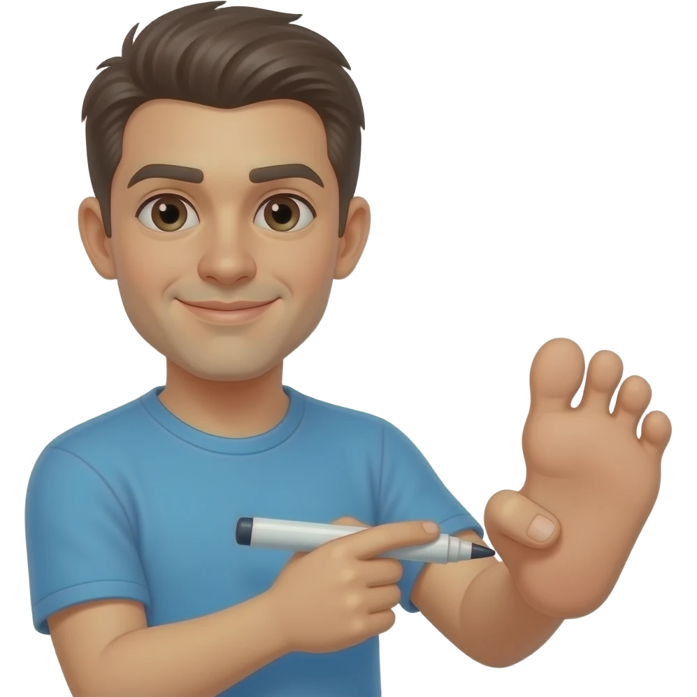 Draw the word “ Elberto” with a elbow pointing to a toe emoji