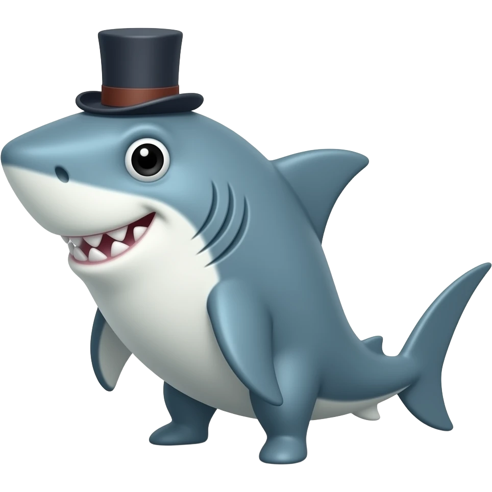 Shark with a top hat emoji