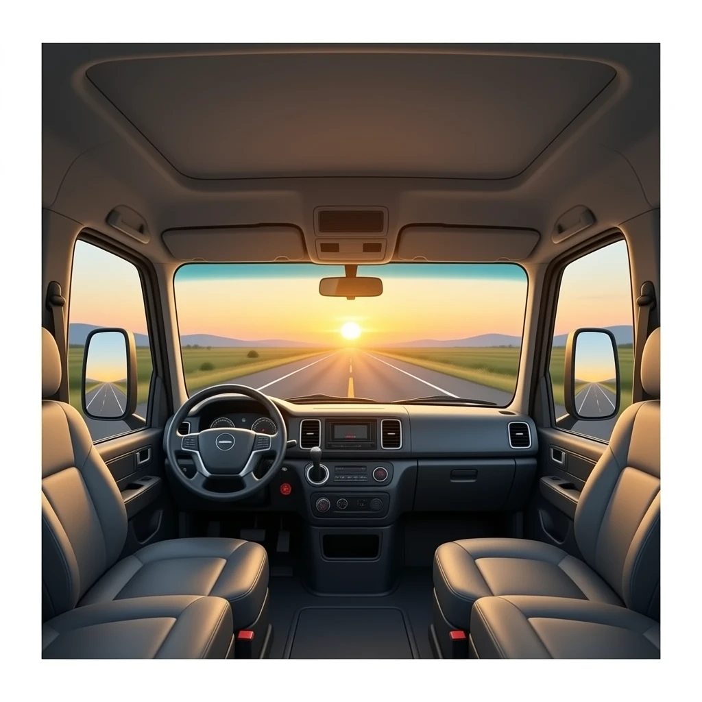 Truck interior in a infnitive highway emoji