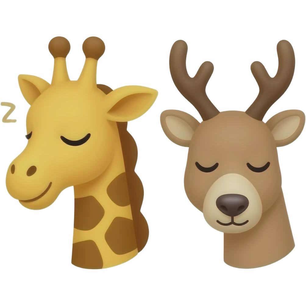 Einfacher Giraffenkopf und Elchkopf schlafen emoji